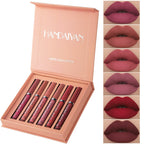 Handaiyan Cross-Border Best-Selling Matte Lip Gloss Set of 6 Pieces, Waterproof and Non-Fading, Long-Lasting Lip Gloss in European and American Styles