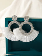 Drop earrings with artificial diamond engraving