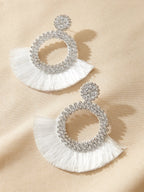 Drop earrings with artificial diamond engraving