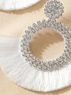 Drop earrings with artificial diamond engraving