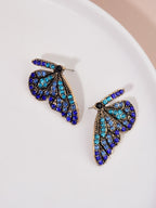 Blue Rhinestone Butterfly Earrings