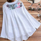 Women's Shirt with Elegant and Stylish Printed Patchwork Design, Pullover Long-Sleeve Top, European and American Style, Loose Fit, Suitable for Commuting