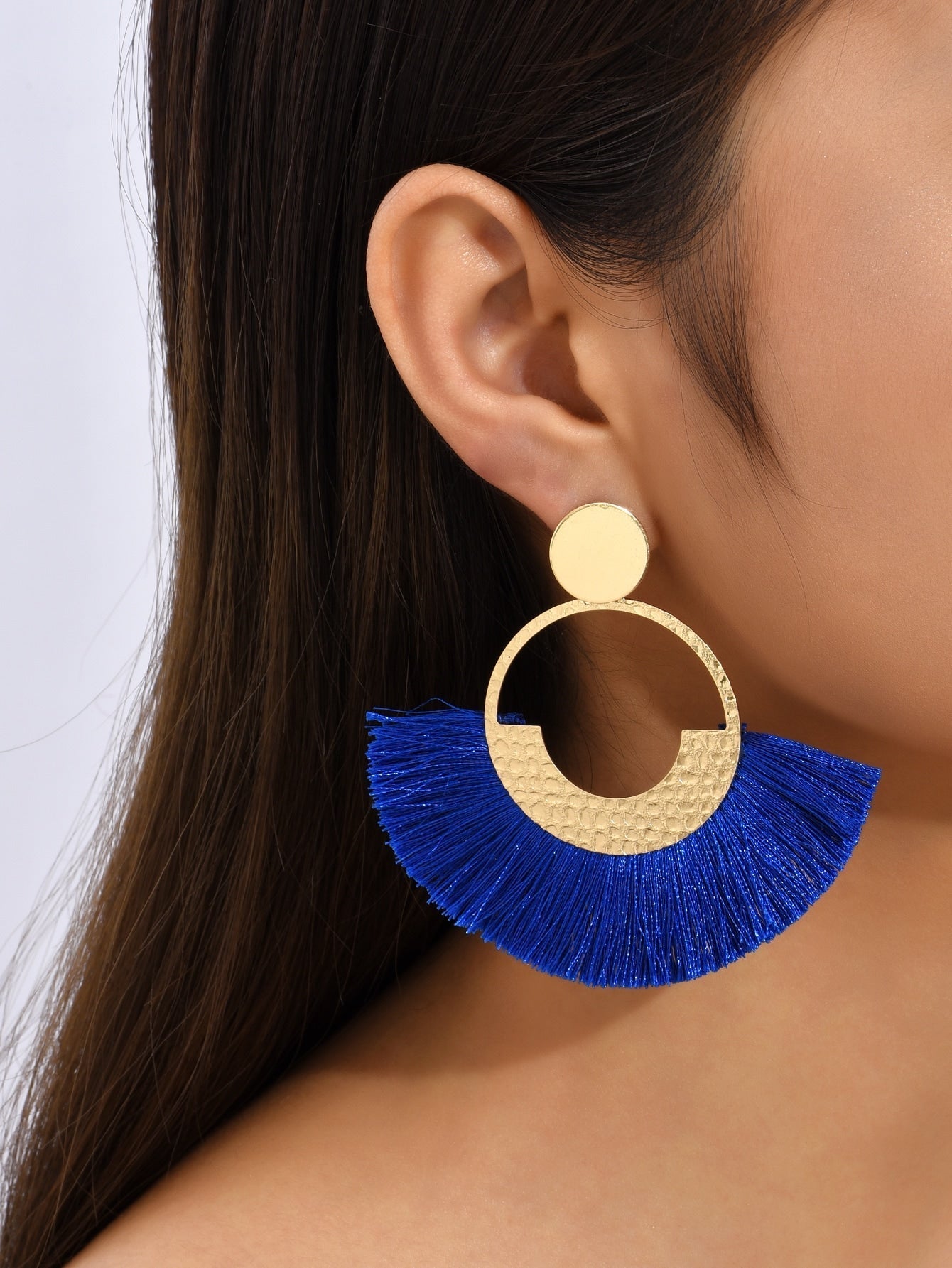 Geometric tassel dangle earrings