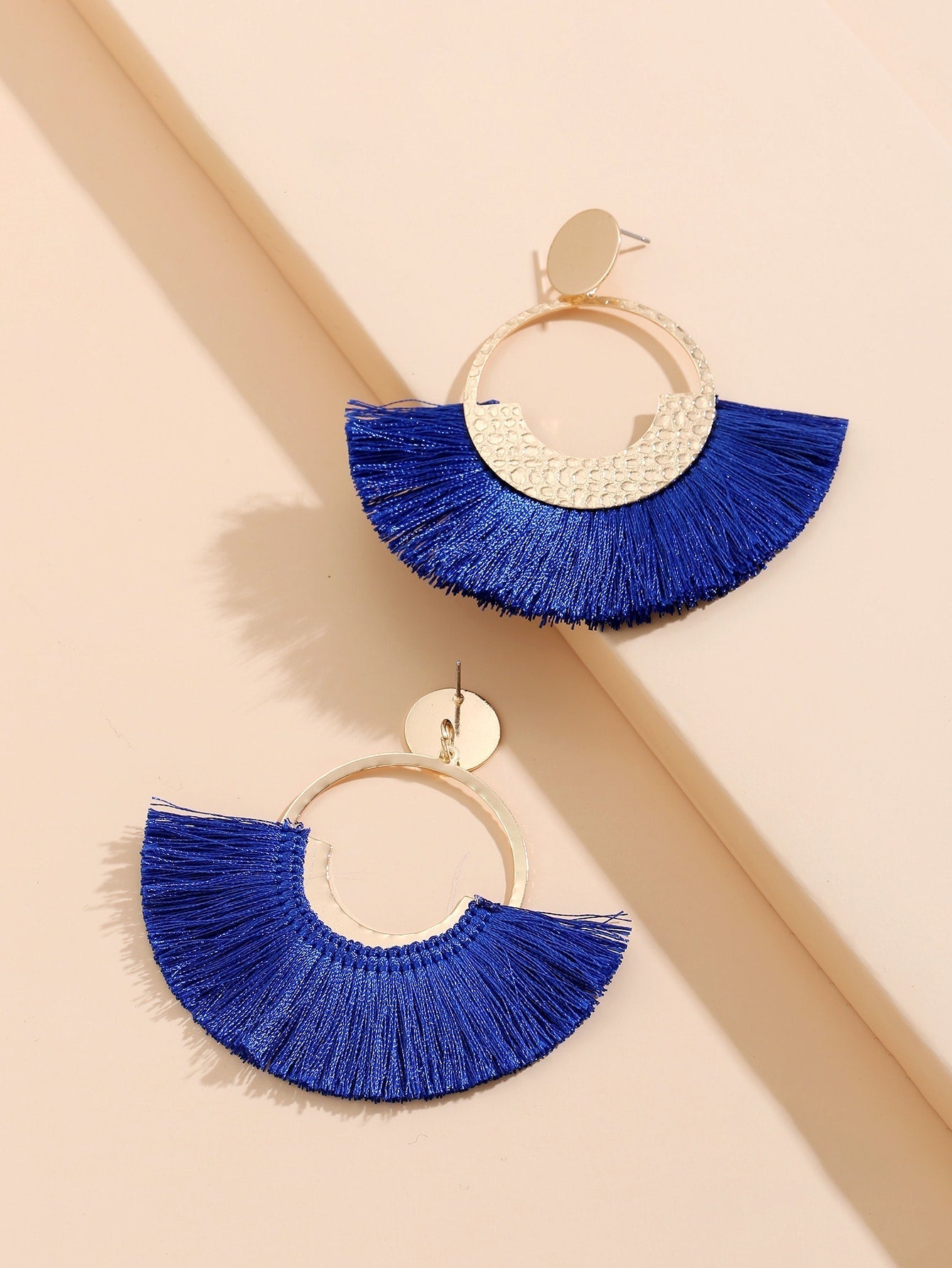 Geometric tassel dangle earrings