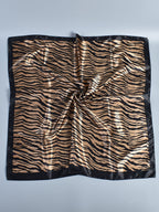 Classic black and white striped square silk scarf for all outdoor seasons