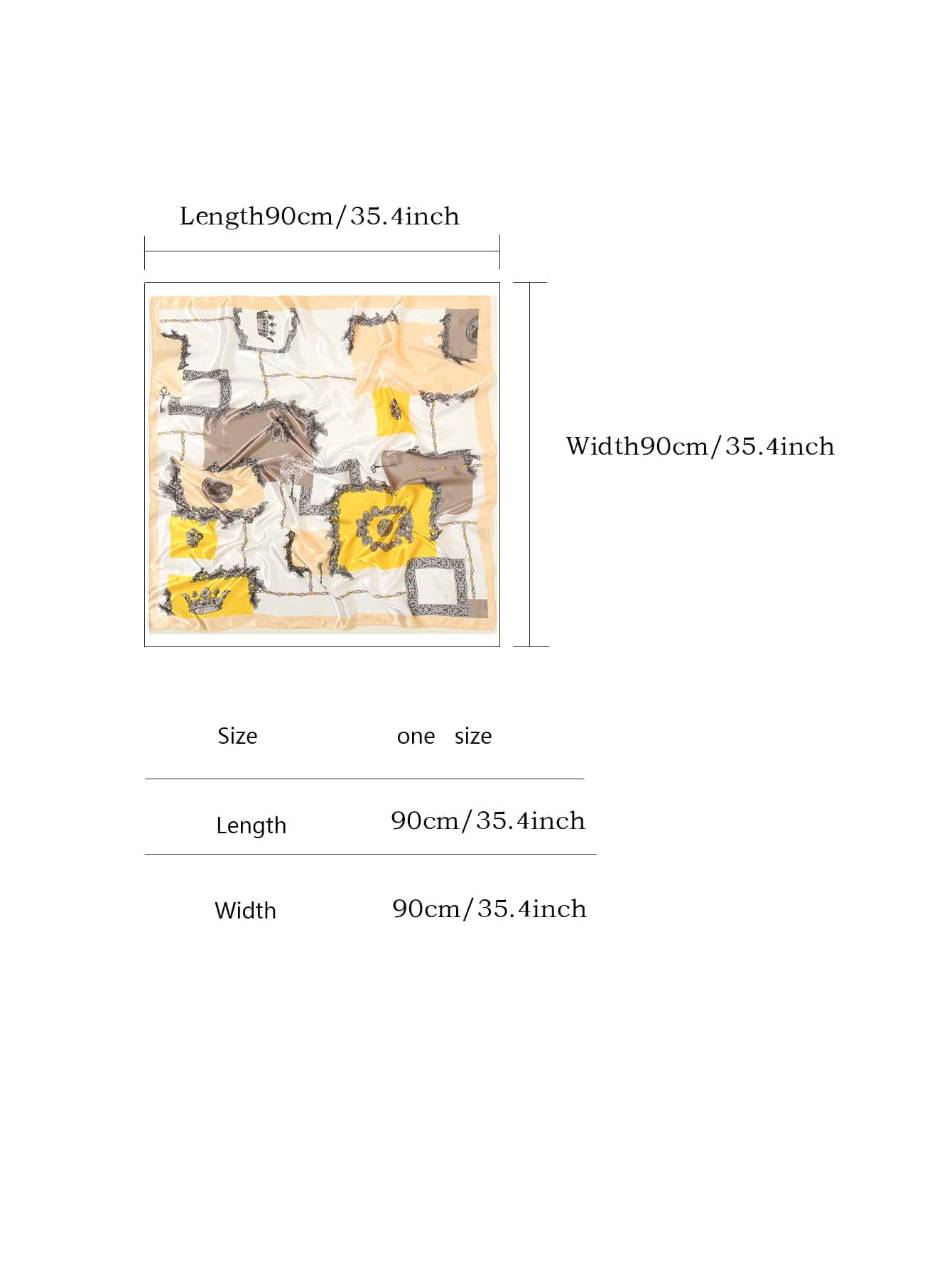 Women's 90cm Silk Scarf Multipurpose Print Suitable for Daily Use as a Bandana