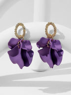 Purple Petal Dangle Earrings