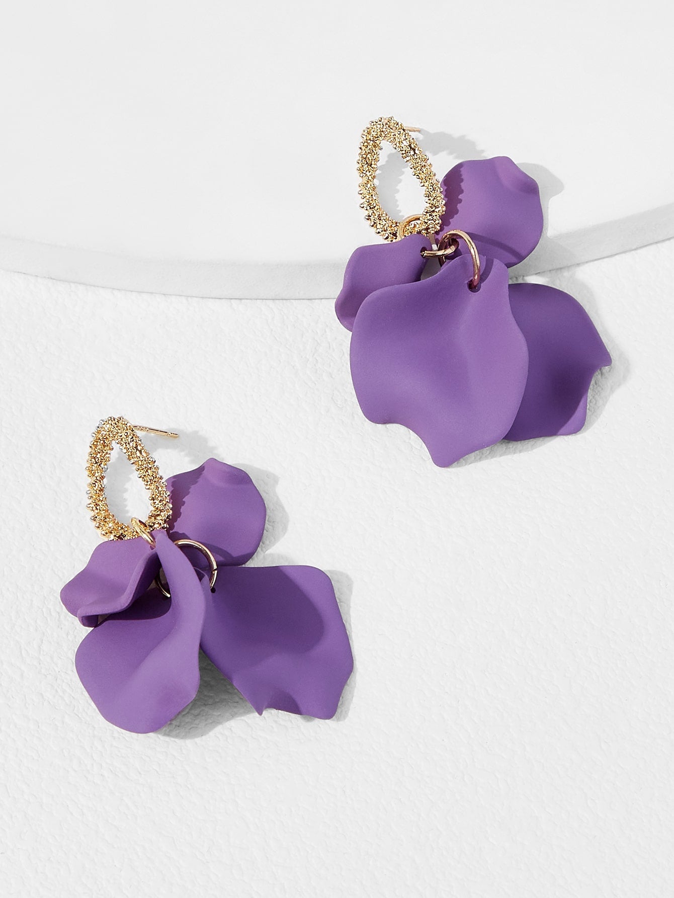 Purple Petal Dangle Earrings
