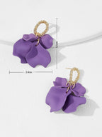 Purple Petal Dangle Earrings