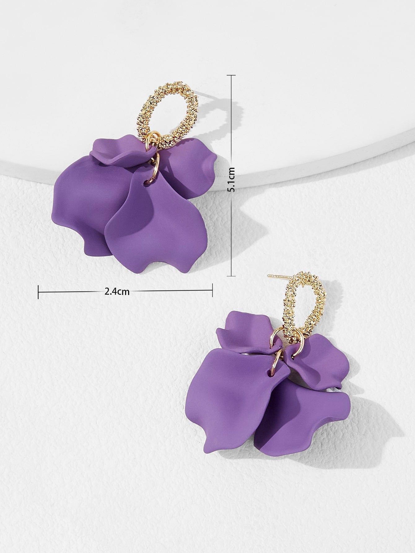 Purple Petal Dangle Earrings