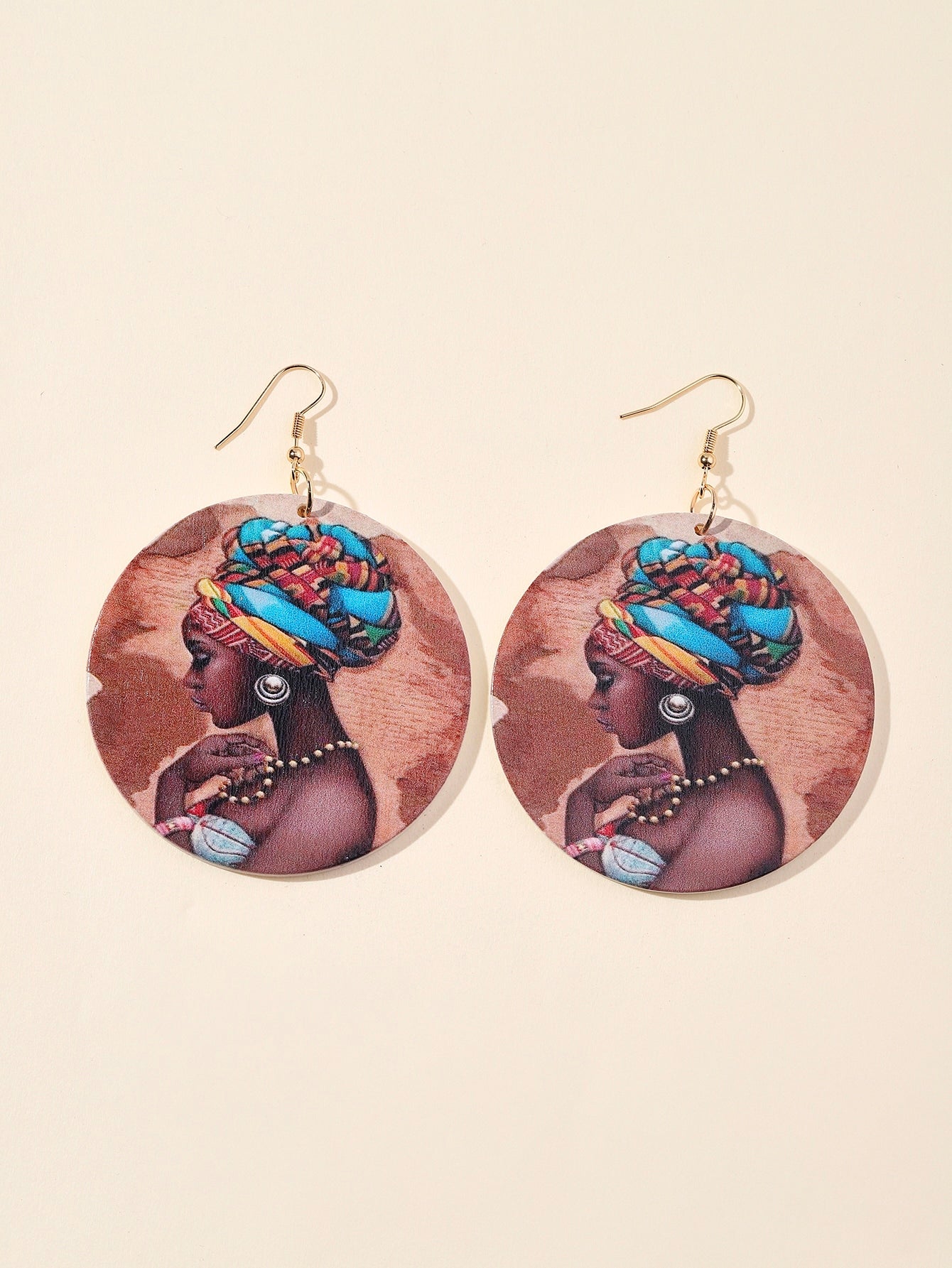 Graphic Person Circle Dangle Earrings