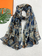 1PC Women's Multicolor Geometric Pattern Vintage Print Scarf Neck Gaiter Wrap for Daily, Travel, and Vacation