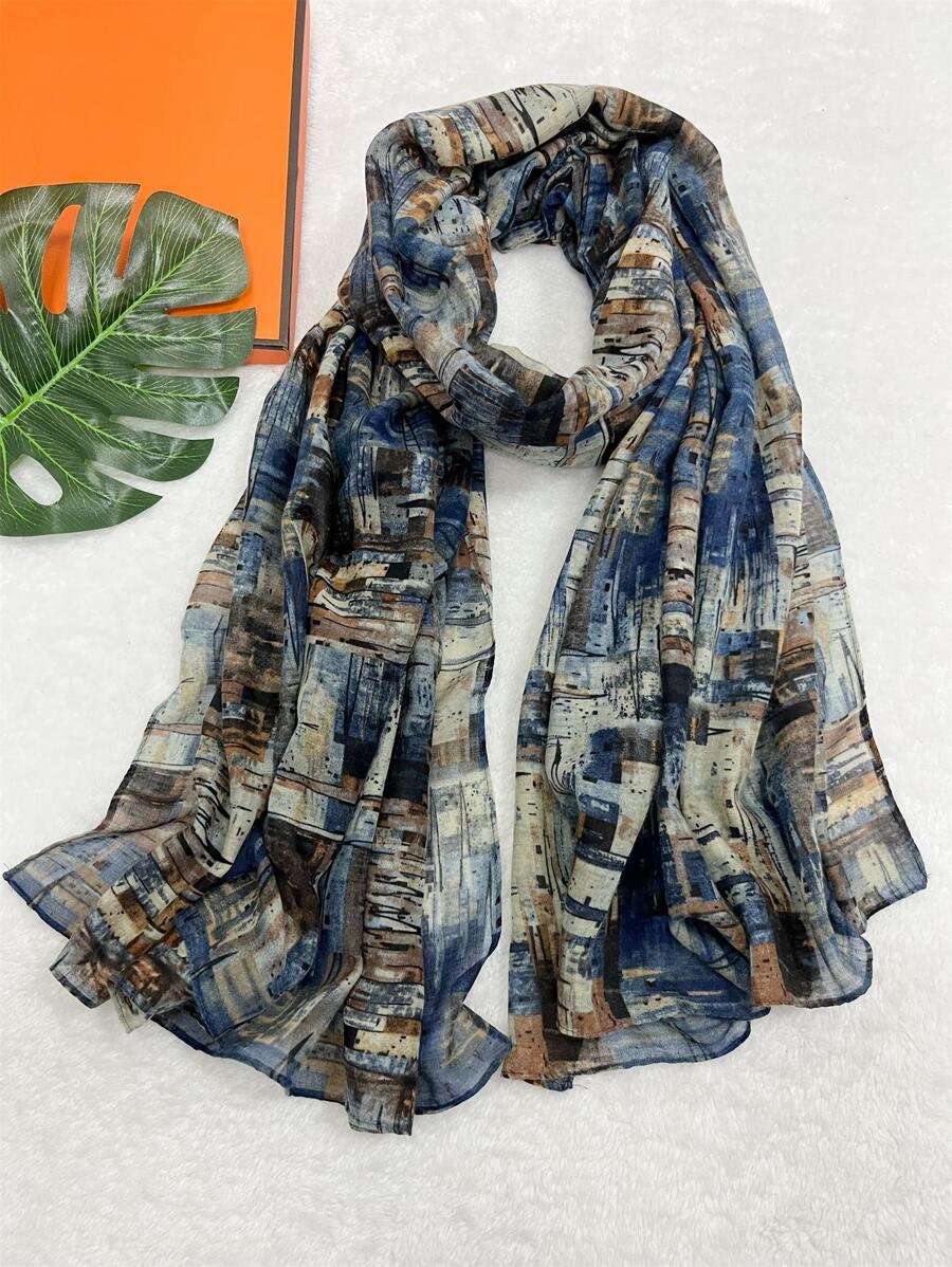 1PC Women's Multicolor Geometric Pattern Vintage Print Scarf Neck Gaiter Wrap for Daily, Travel, and Vacation