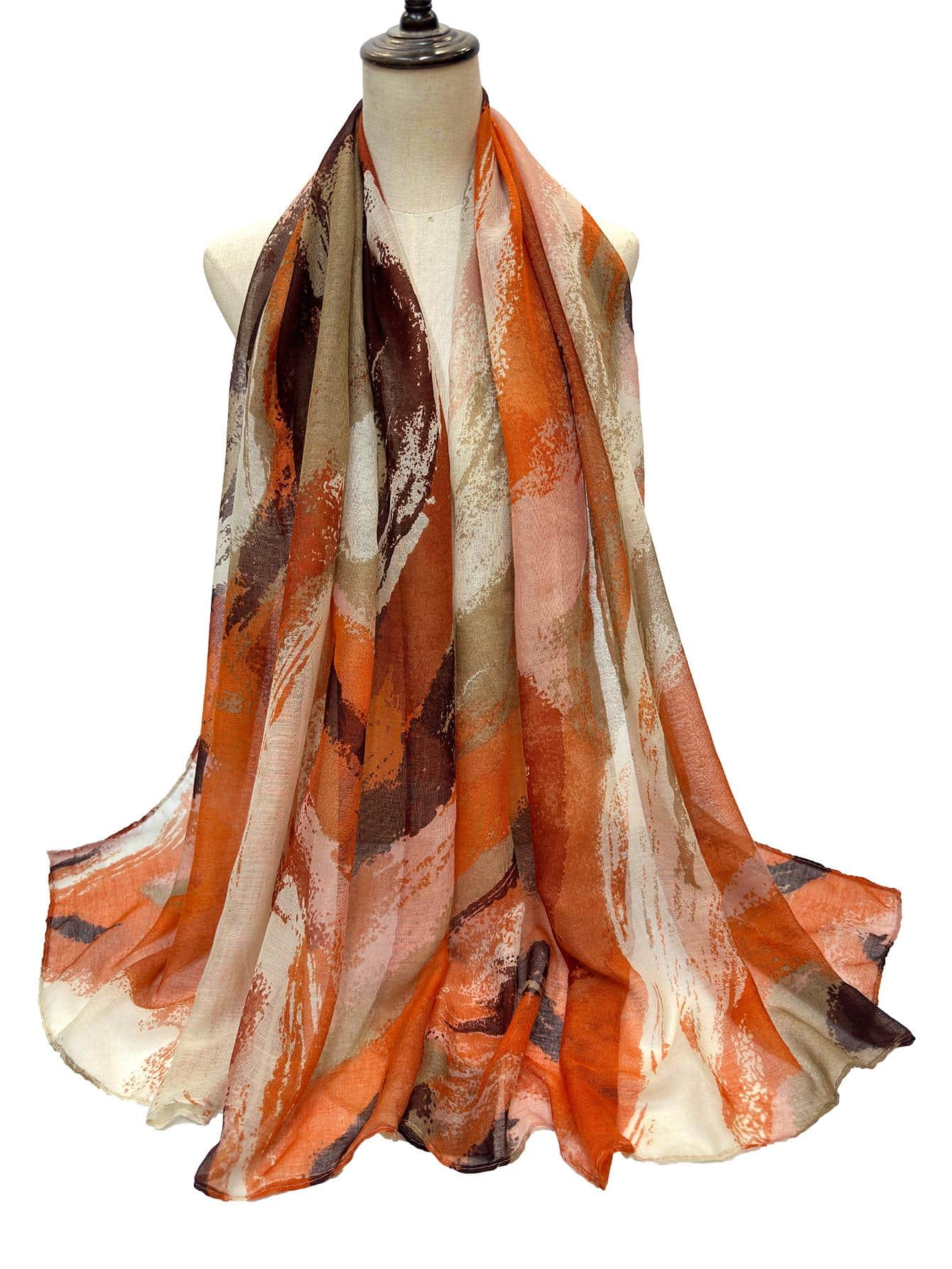 Orange Bali Thread Silk Scarf for Women