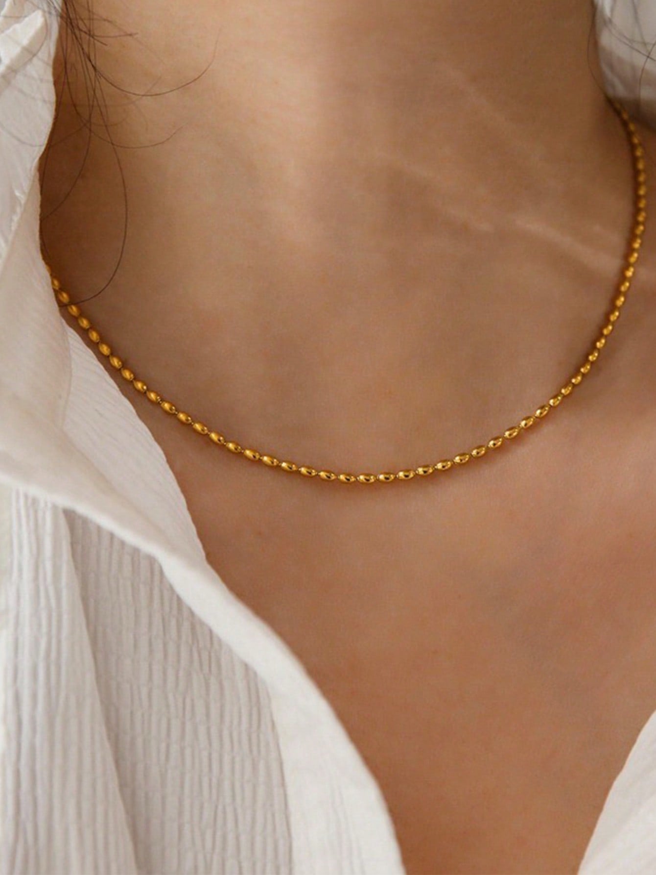 Fashion Beads Necklace Stainless Steel Simple Women's Daily Decoration 1 Piece