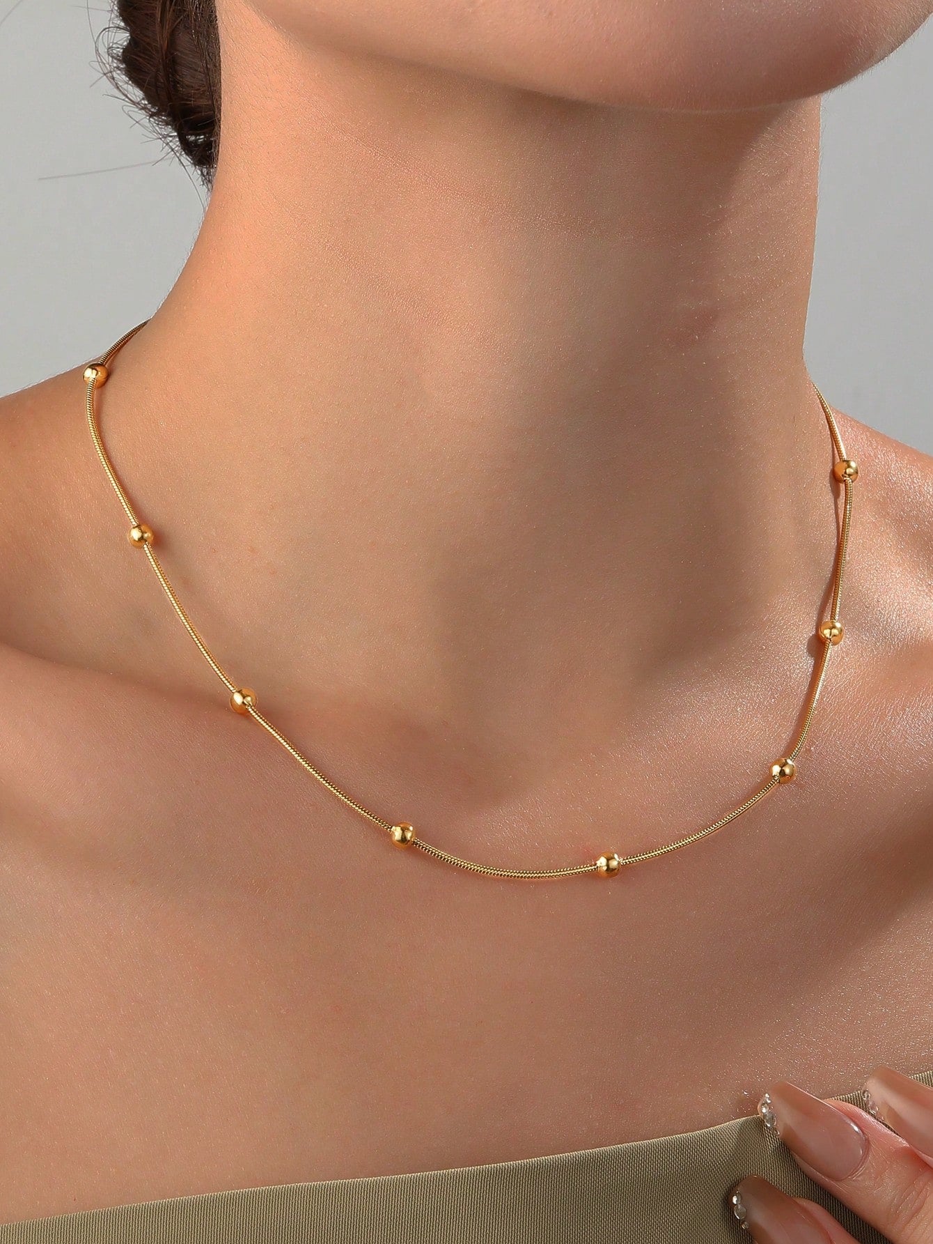 Graduation Season and Mother's Day Chain Necklace Basic Style Stainless Steel Single Bead