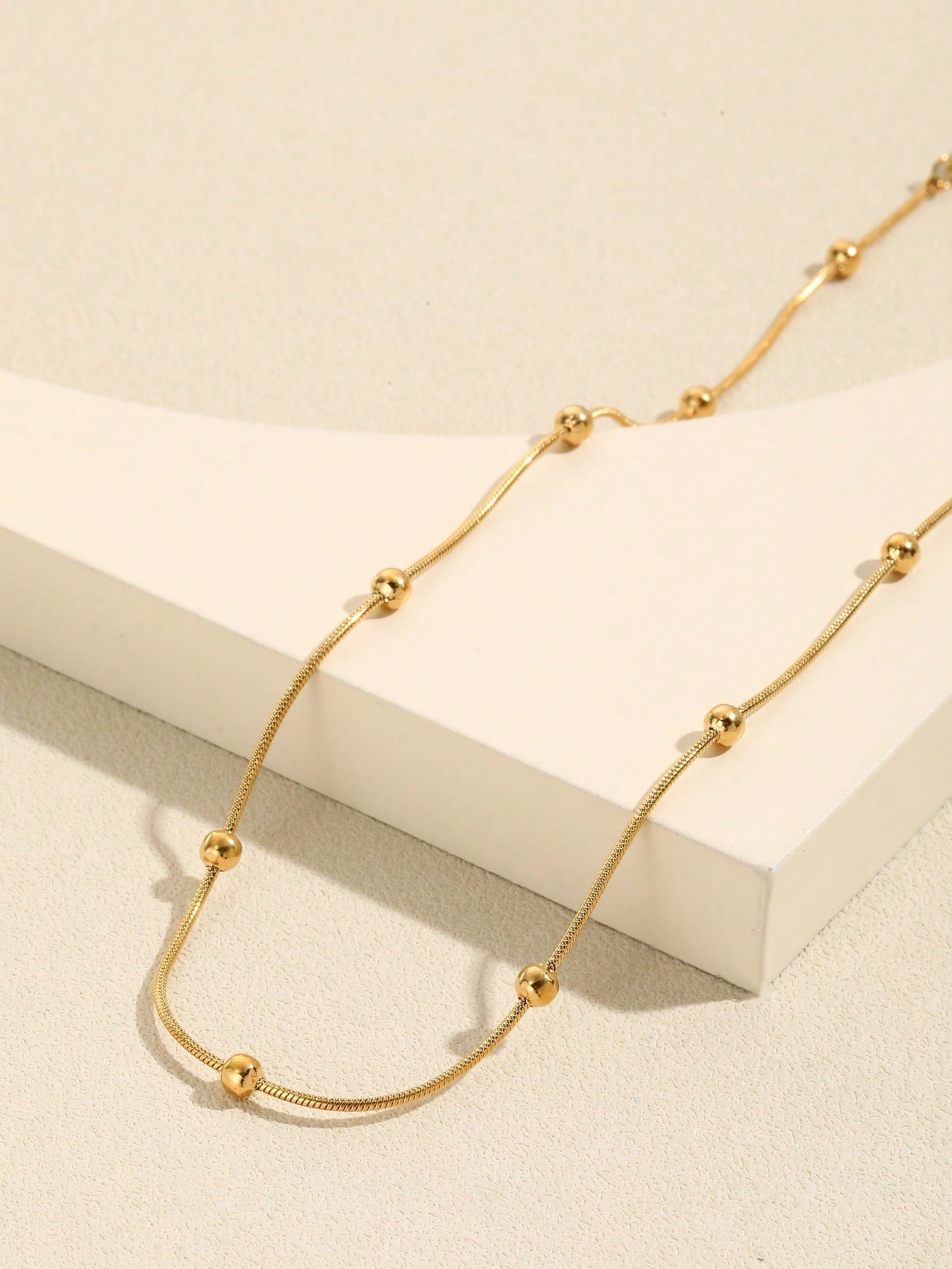 Graduation Season and Mother's Day Chain Necklace Basic Style Stainless Steel Single Bead