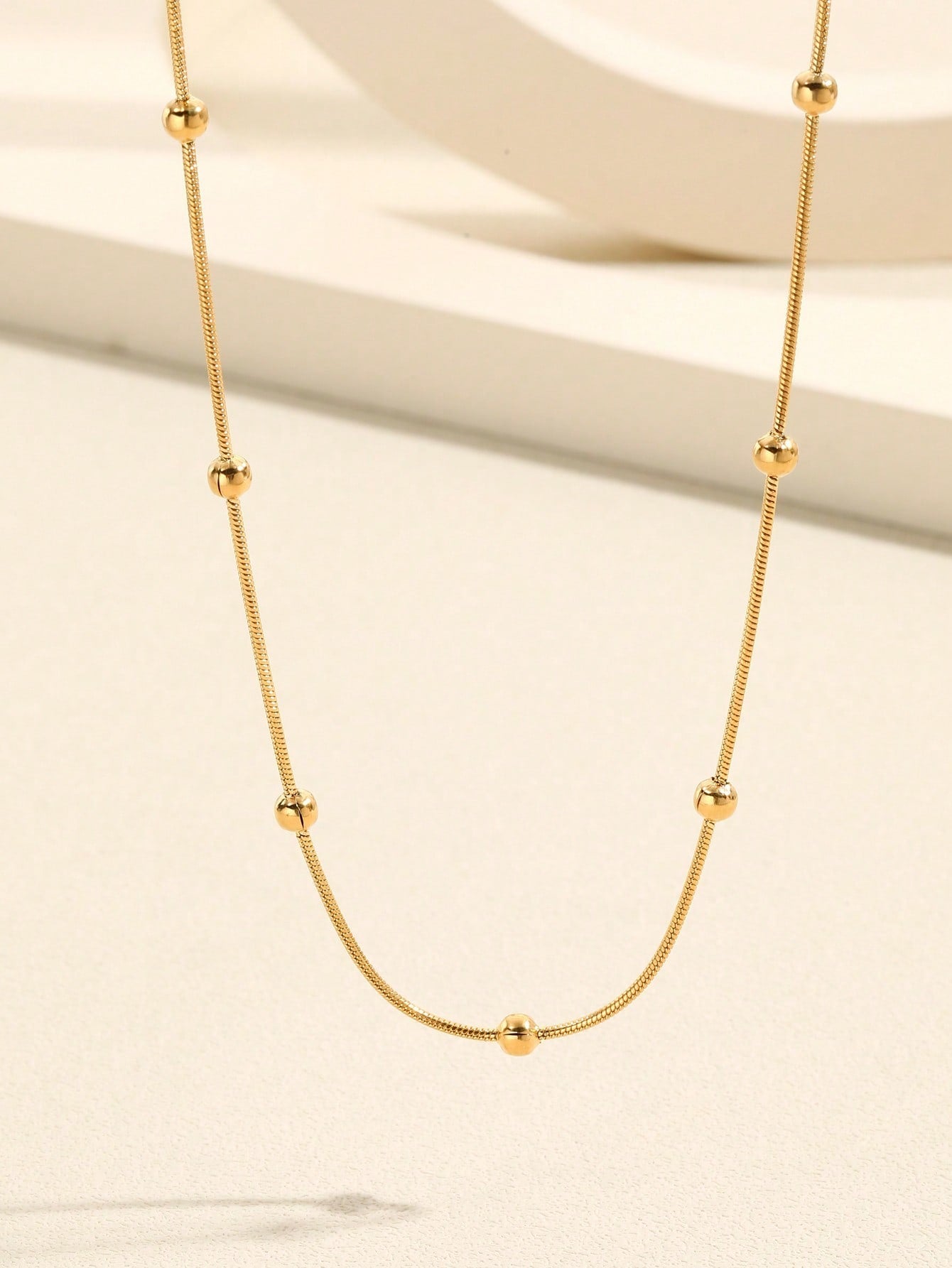 Graduation Season and Mother's Day Chain Necklace Basic Style Stainless Steel Single Bead