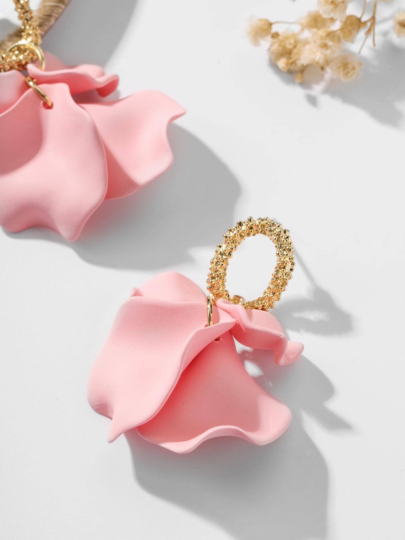 Pink Petal Dangle Earrings