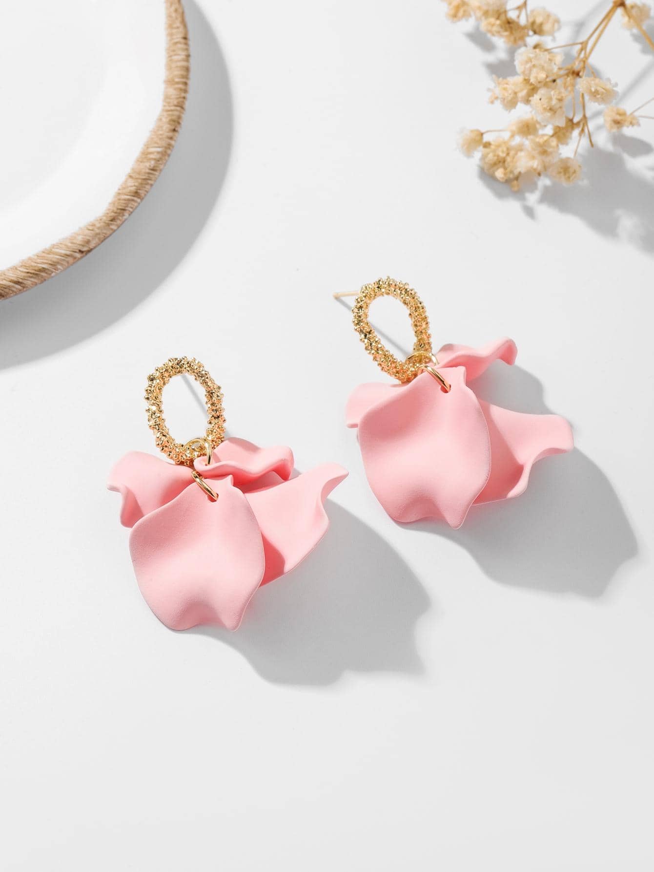 Pink Petal Dangle Earrings