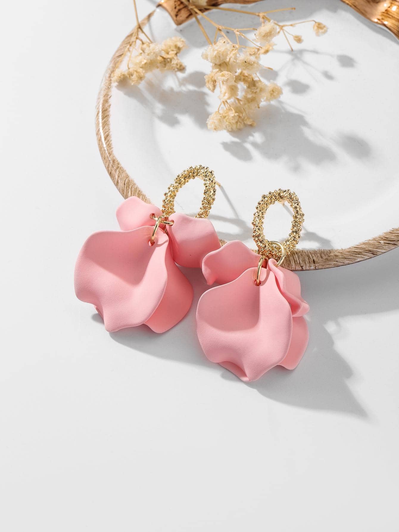 Pink Petal Dangle Earrings