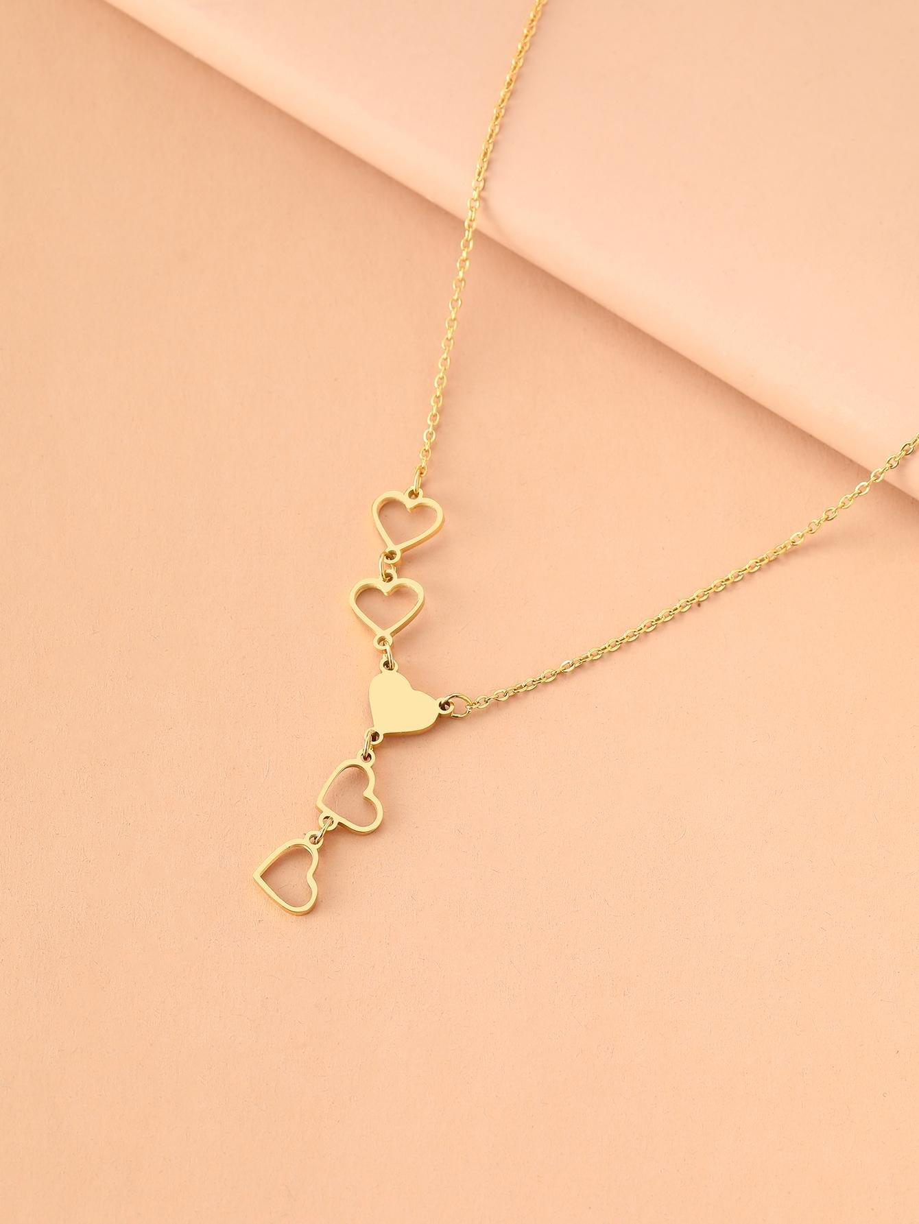 Lightweight Stainless Steel Necklace Elegant Delicate Heart Charming Korean Fashion Chain for Women Jewelry Gift