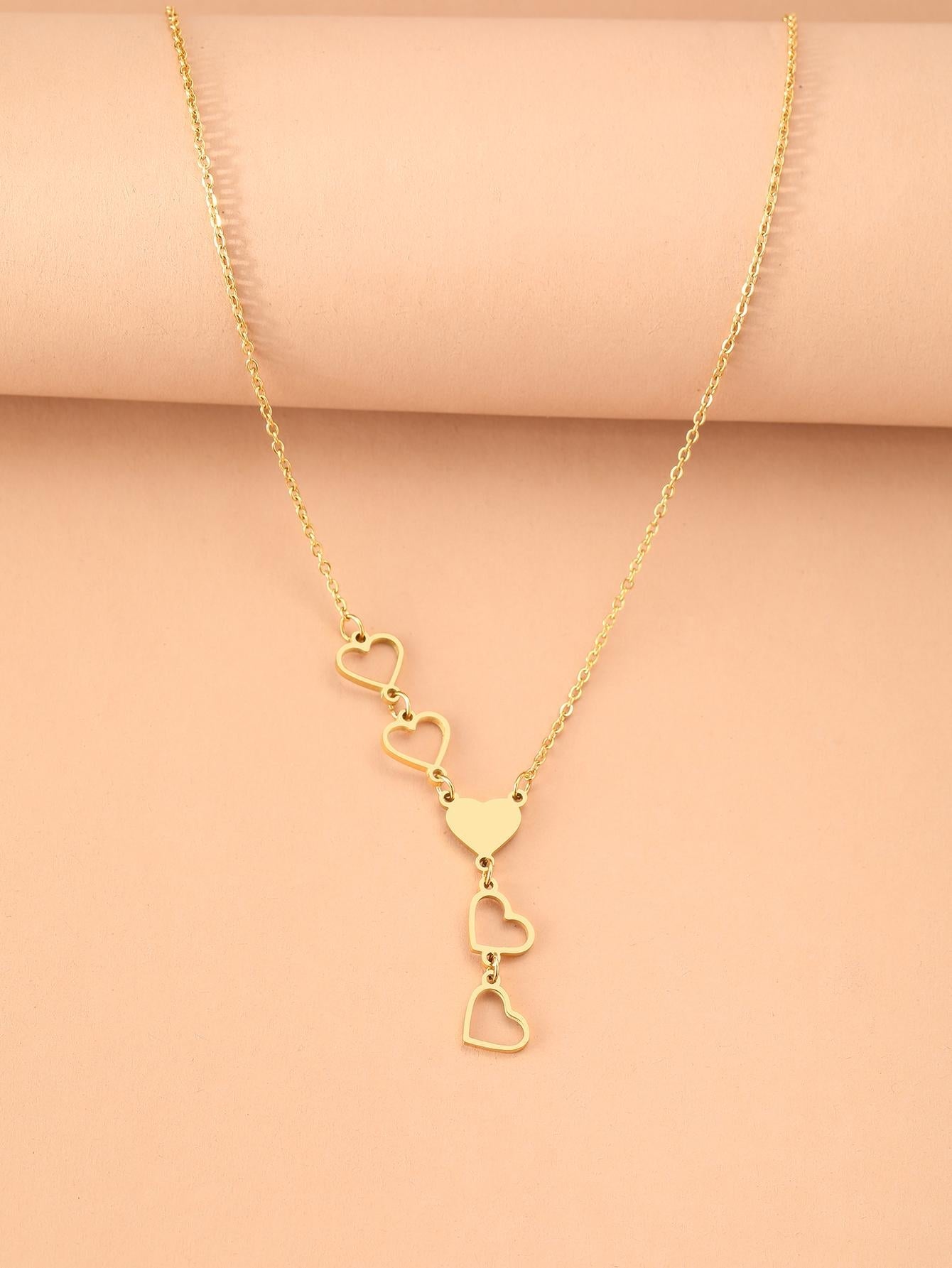 Lightweight Stainless Steel Necklace Elegant Delicate Heart Charming Korean Fashion Chain for Women Jewelry Gift