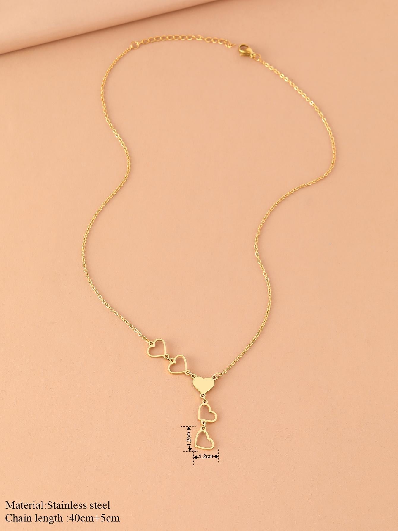 Lightweight Stainless Steel Necklace Elegant Delicate Heart Charming Korean Fashion Chain for Women Jewelry Gift