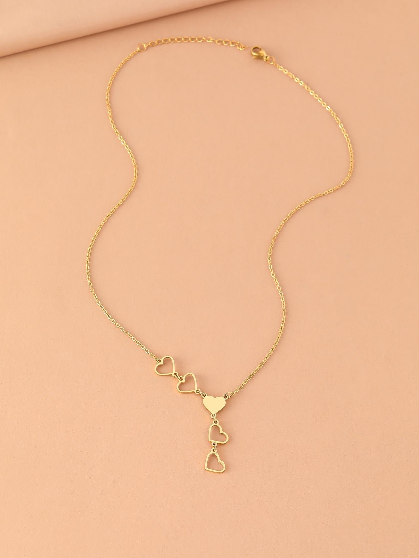 Lightweight Stainless Steel Necklace Elegant Delicate Heart Charming Korean Fashion Chain for Women Jewelry Gift