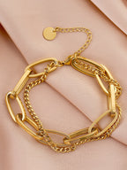 Women's Stainless Steel Chain Bracelet Double Layer for Party, Date and Office One Piece