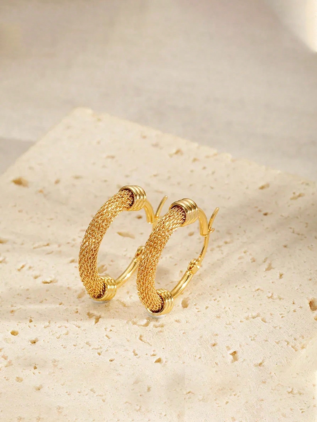 1 Pair Stainless Steel Hoop Earrings for Women with Geometric Metal Pendant, Fashion Jewelry Gift