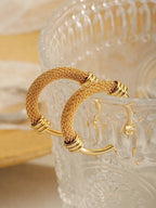 1 Pair Stainless Steel Hoop Earrings for Women with Geometric Metal Pendant, Fashion Jewelry Gift