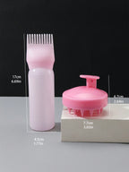 2pcs Hair Dye Application Brushes, Hair Dye Brush Bottles, Oil Dye Shampoo Bottle, Dye Comb, Hair Color Styling Tool. 1pc Soft Plastic Shampoo Massage Brush, Colored Manual Head Guide Use for Scalp Massage, Pink Hair Brush