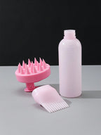2pcs Hair Dye Application Brushes, Hair Dye Brush Bottles, Oil Dye Shampoo Bottle, Dye Comb, Hair Color Styling Tool. 1pc Soft Plastic Shampoo Massage Brush, Colored Manual Head Guide Use for Scalp Massage, Pink Hair Brush
