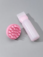 2pcs Hair Dye Application Brushes, Hair Dye Brush Bottles, Oil Dye Shampoo Bottle, Dye Comb, Hair Color Styling Tool. 1pc Soft Plastic Shampoo Massage Brush, Colored Manual Head Guide Use for Scalp Massage, Pink Hair Brush