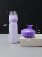 2pcs Hair Dye Application Brushes, Hair Dye Brush Bottles, Oil Dye Shampoo Bottle, Dye Comb, Hair Color Styling Tool. 1pc Soft Plastic Shampoo Massage Brush, Colored Manual Head Guide Use for Scalp Massage, Purple Hair Brush