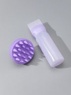 2pcs Hair Dye Application Brushes, Hair Dye Brush Bottles, Oil Dye Shampoo Bottle, Dye Comb, Hair Color Styling Tool. 1pc Soft Plastic Shampoo Massage Brush, Colored Manual Head Guide Use for Scalp Massage, Purple Hair Brush