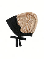 Women's Elastic Headband with Inner Lining and Bottom Hat, One Piece, Black
