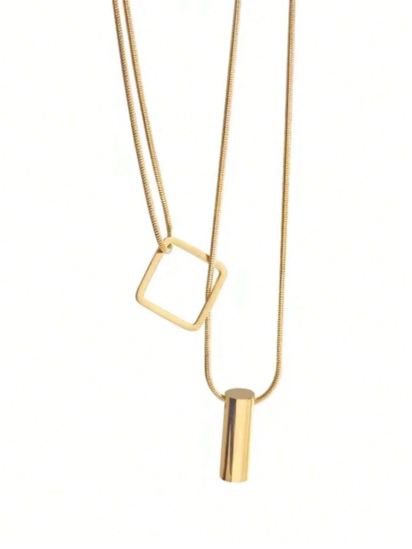 Gold Stainless Steel Double Layer Necklace, Elegant Women's Party Jewelry 2023, Unfading Accessories Gifts for Girls
