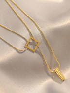 Gold Stainless Steel Double Layer Necklace, Elegant Women's Party Jewelry 2023, Unfading Accessories Gifts for Girls