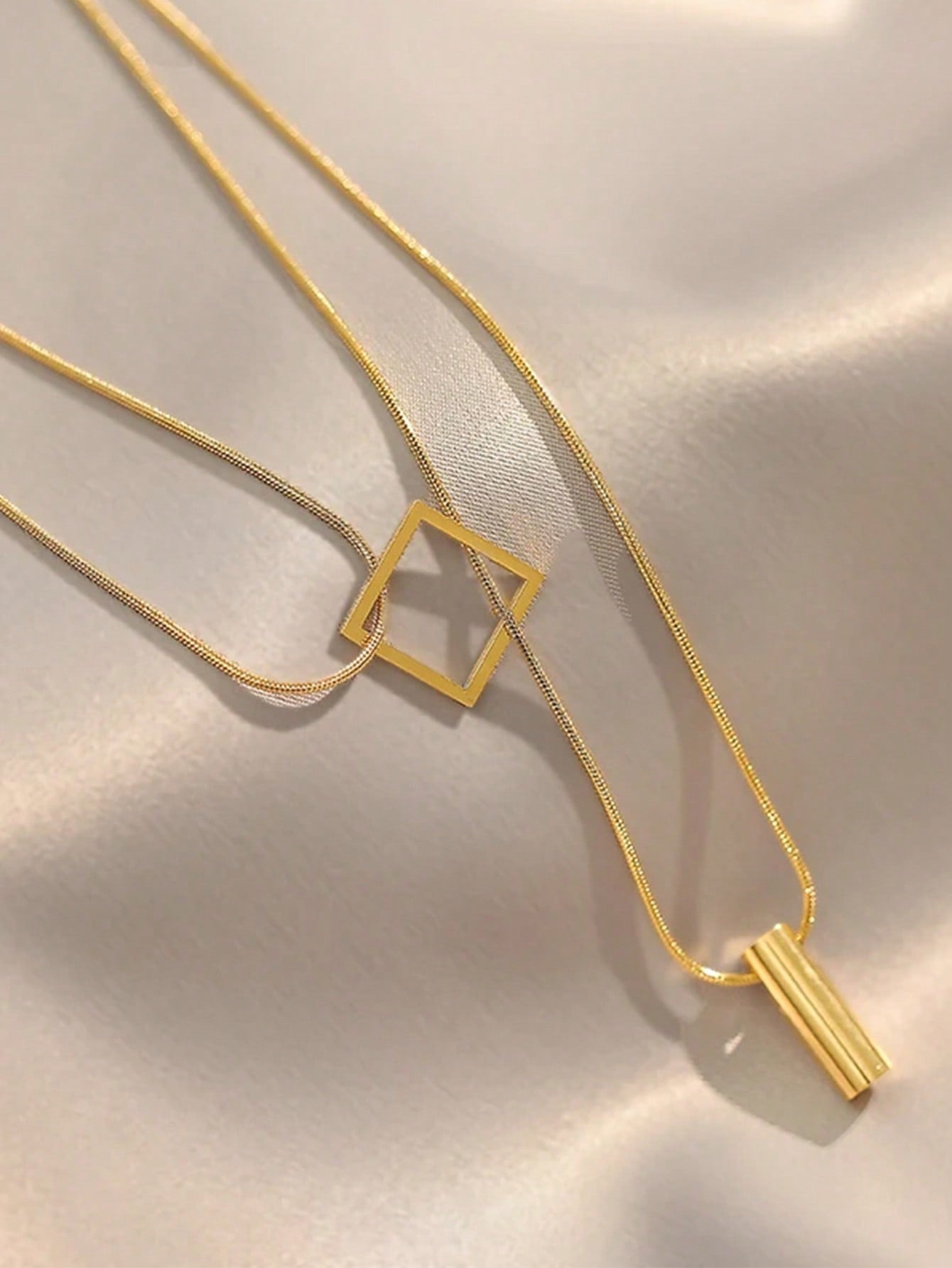 Gold Stainless Steel Double Layer Necklace, Elegant Women's Party Jewelry 2023, Unfading Accessories Gifts for Girls