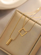 Gold Stainless Steel Double Layer Necklace, Elegant Women's Party Jewelry 2023, Unfading Accessories Gifts for Girls