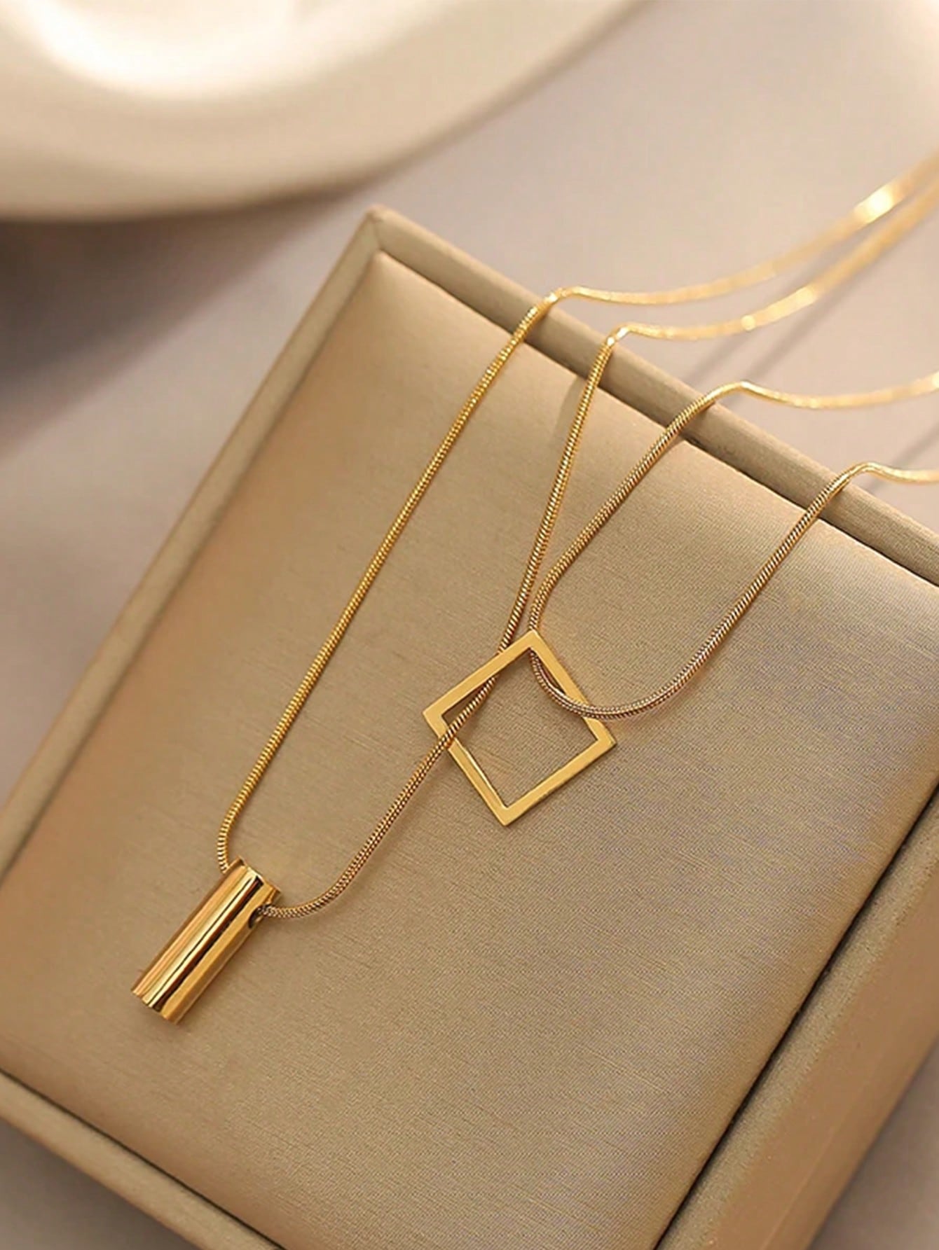 Gold Stainless Steel Double Layer Necklace, Elegant Women's Party Jewelry 2023, Unfading Accessories Gifts for Girls