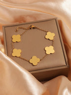 Personalized design stainless steel bracelet with a shiny, bright floral pattern. Simple structure, suitable for women's daily use.