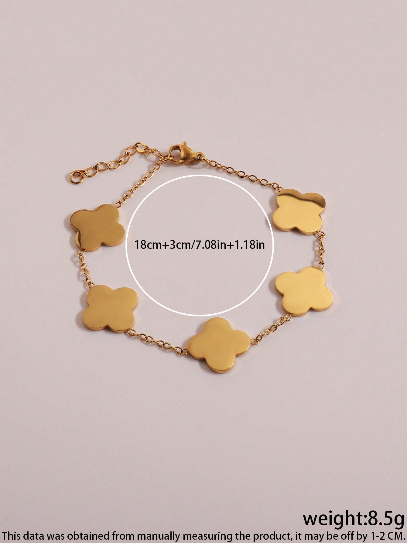 Personalized design stainless steel bracelet with a shiny, bright floral pattern. Simple structure, suitable for women's daily use.