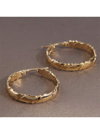Elegant gold stainless steel hoop earrings with simple design and daily style for women's clothing and accessories