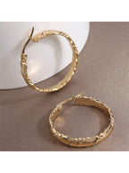 Elegant gold stainless steel hoop earrings with simple design and daily style for women's clothing and accessories