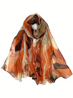 Orange Bali Thread Silk Scarf for Women