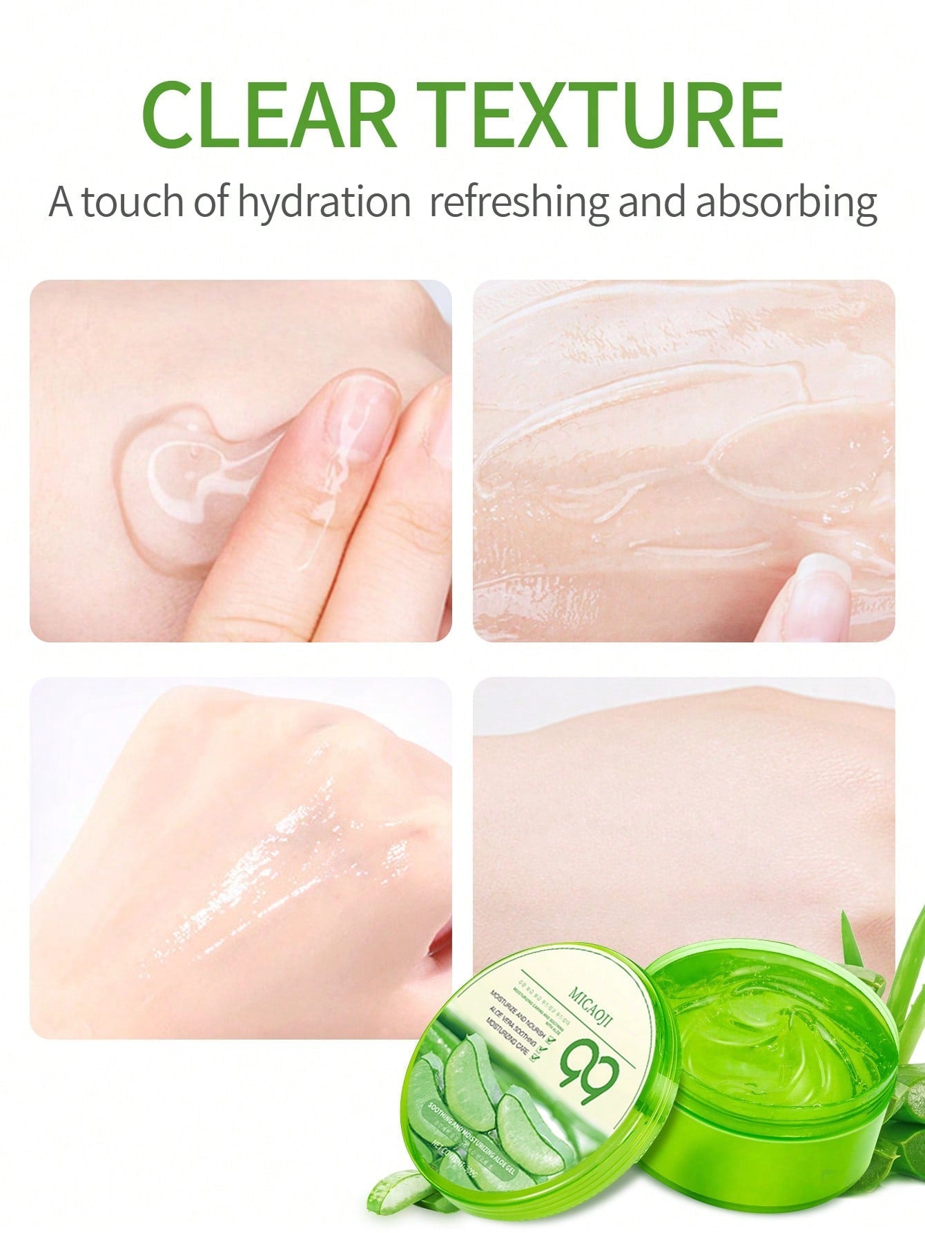 Aloe Vera Gel 300g to moisturize and soothe skin after sunburn, absorb spots, and reduce pore size.