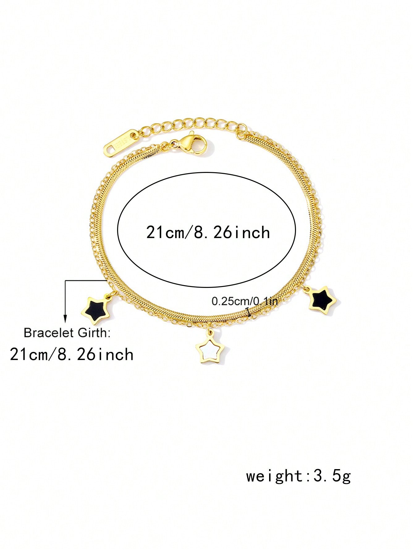 Double Stainless Steel Five-Pointed Star Western Design Ins Style Bracelet for Women Personalized Fashion Simple